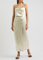 Nanushka Briar Crinkled Satin Midi Slip Dress Ecru