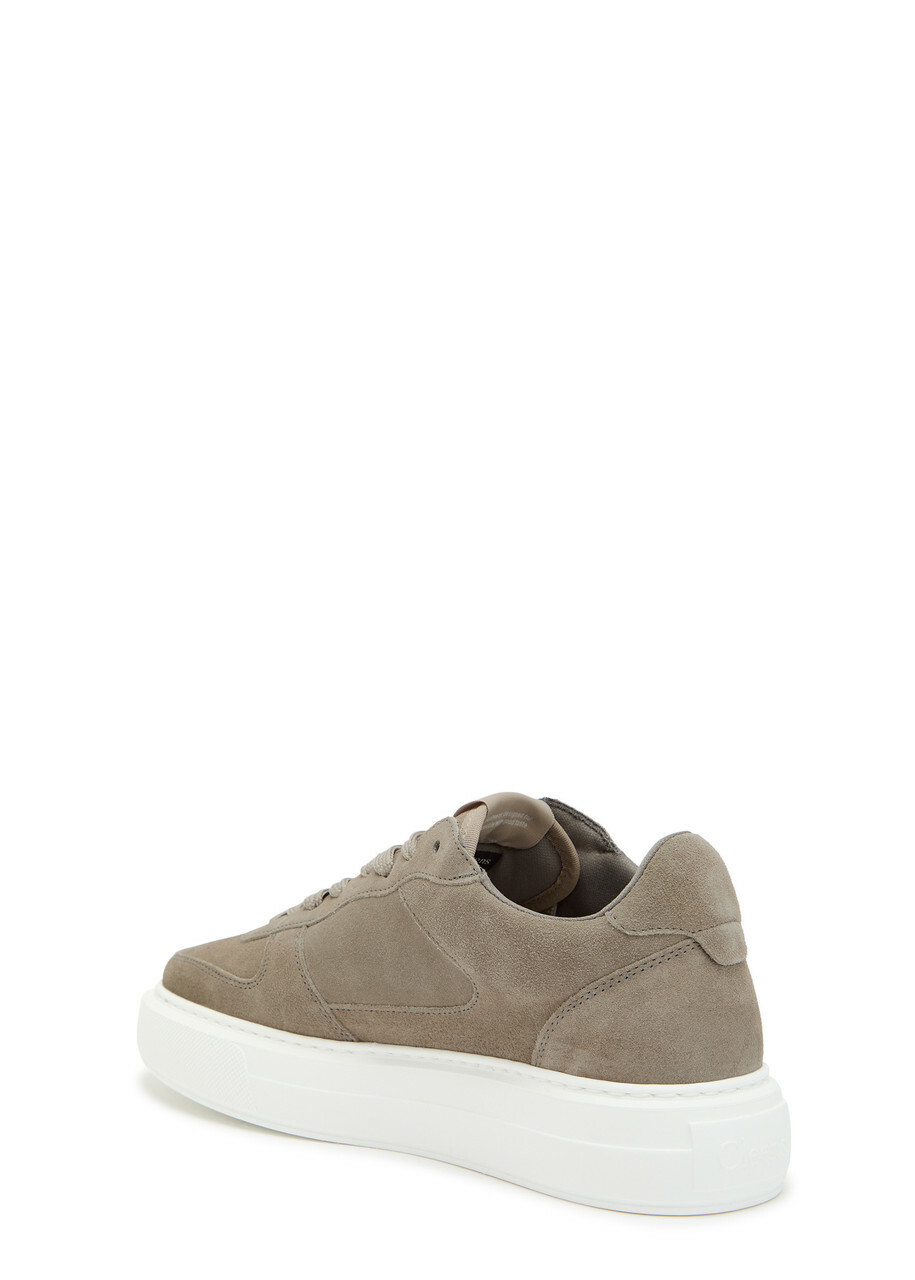 Cleens Court Panelled Suede Sneakers Taupe