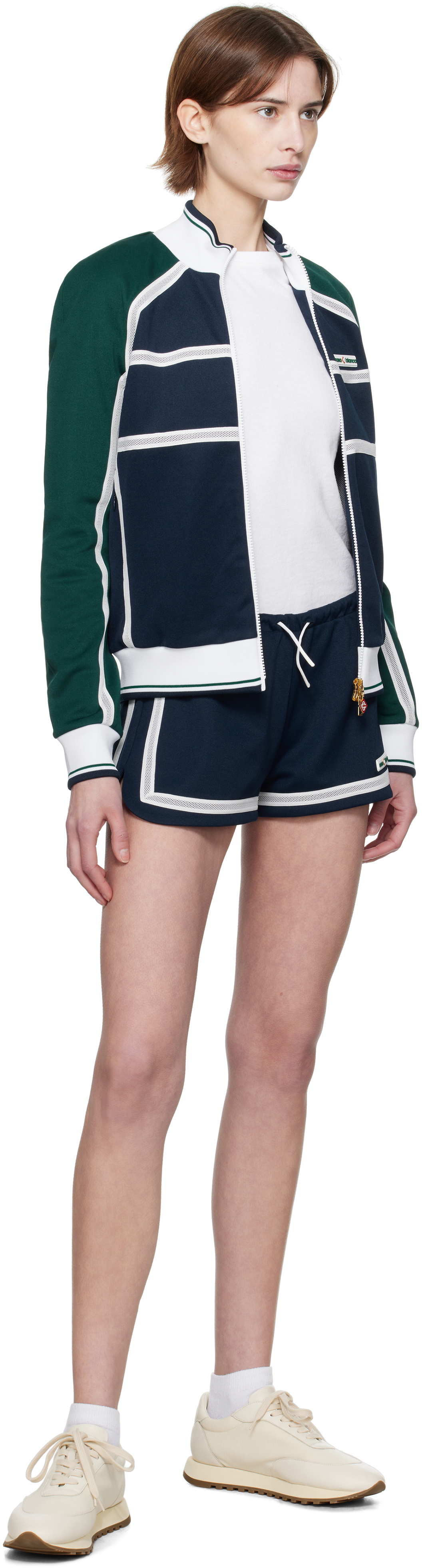 Casablanca Navy & Green Mesh Tape Track Jacket