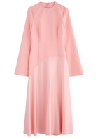 Solace London Gaia Satin and Crepe Midi Dress Light Pink