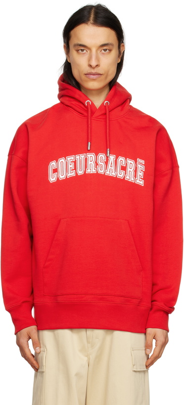 Photo: AMI Paris Red 'Cœur Sacré' Hoodie