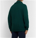 Anderson & Sheppard - Shawl-Collar Ribbed Cashmere Cardigan - Green