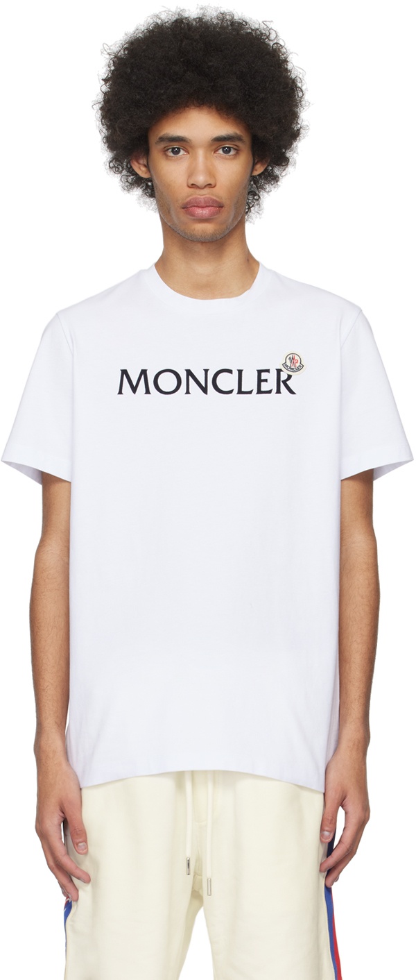 Moncler White Flocked T-Shirt Moncler