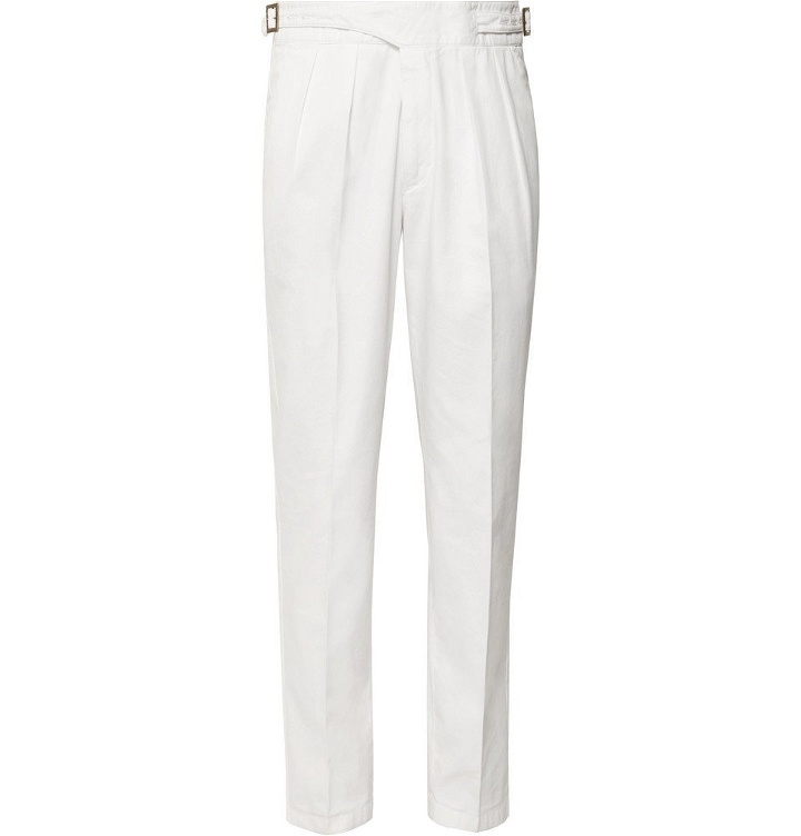 Photo: Rubinacci - Manny Tapered Pleated Cotton-Twill Trousers - White
