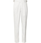 Rubinacci - Manny Tapered Pleated Cotton-Twill Trousers - White