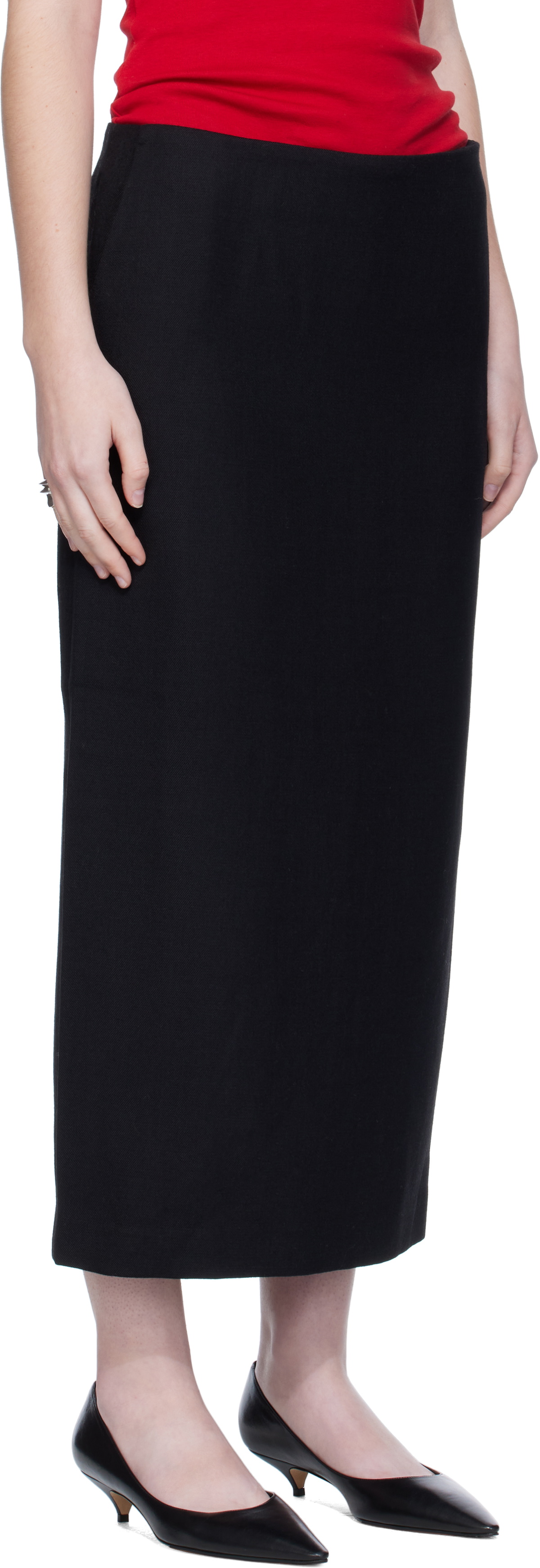 Arch The Black Silk Simple Maxi Skirt