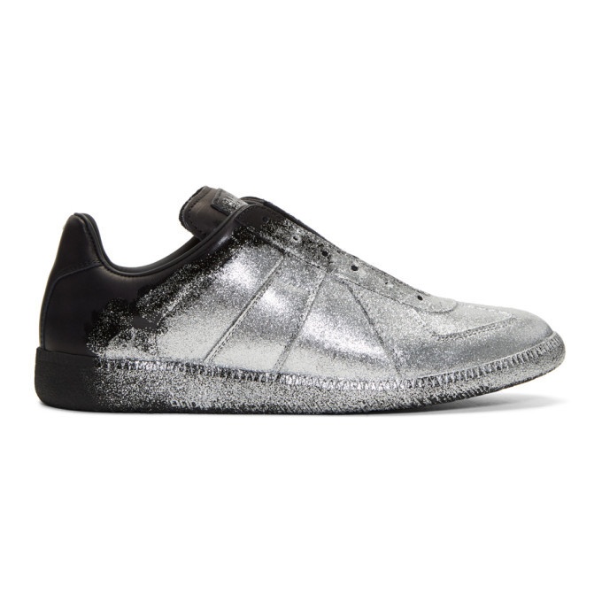 Photo: Maison Margiela Black and Silver Glitter Application Replica Sneakers