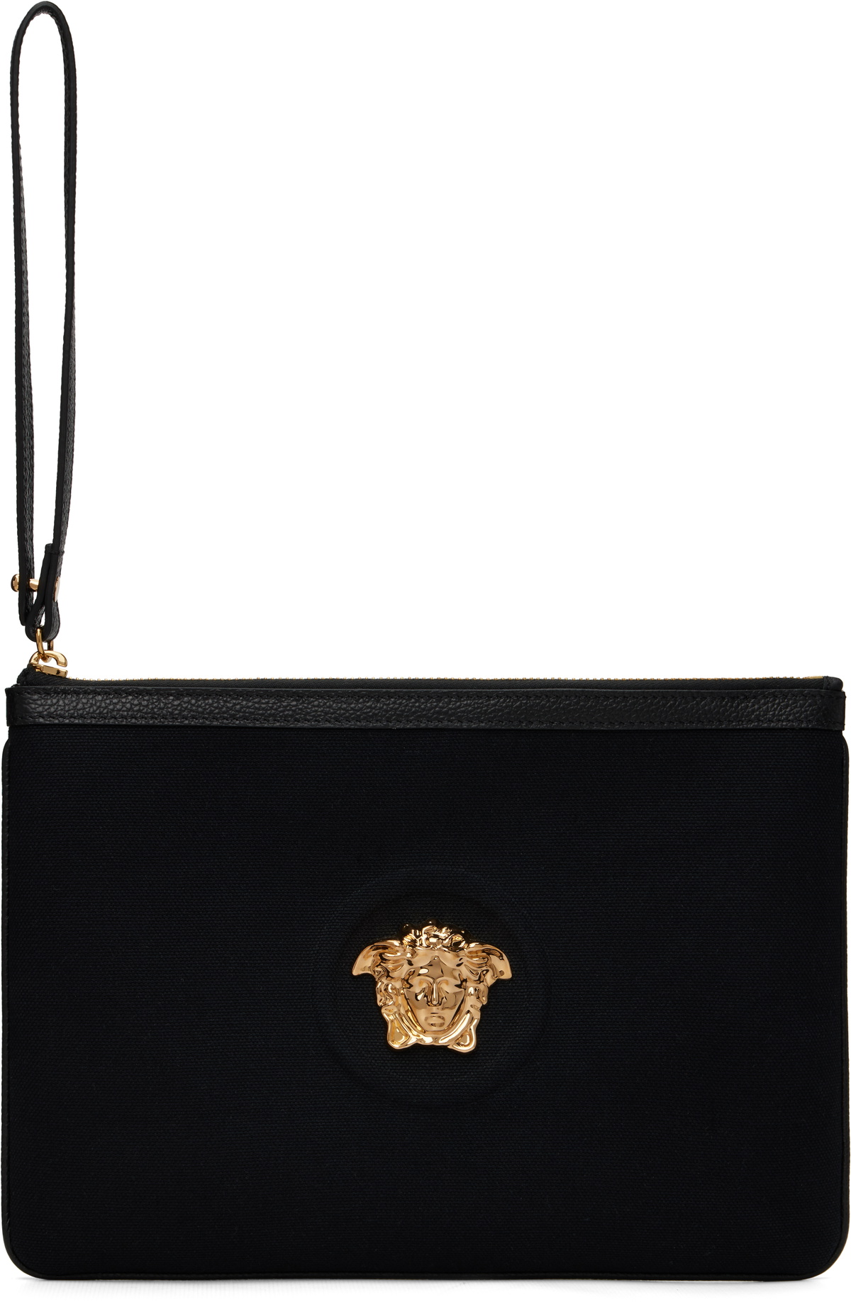 Versace Black 'La Medusa' Canvas Pouch