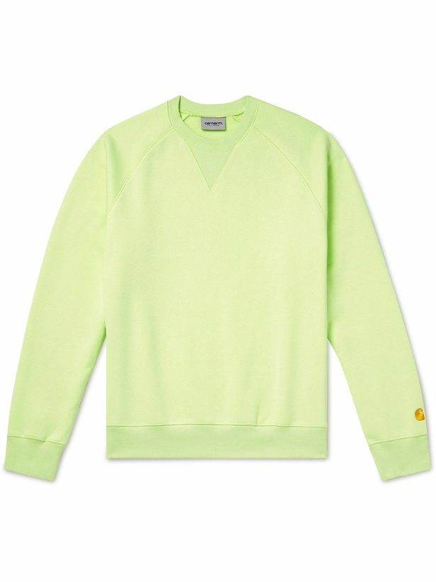Photo: Carhartt WIP - Chase Logo-Embroidered Cotton-Blend Jersey Sweatshirt - Yellow
