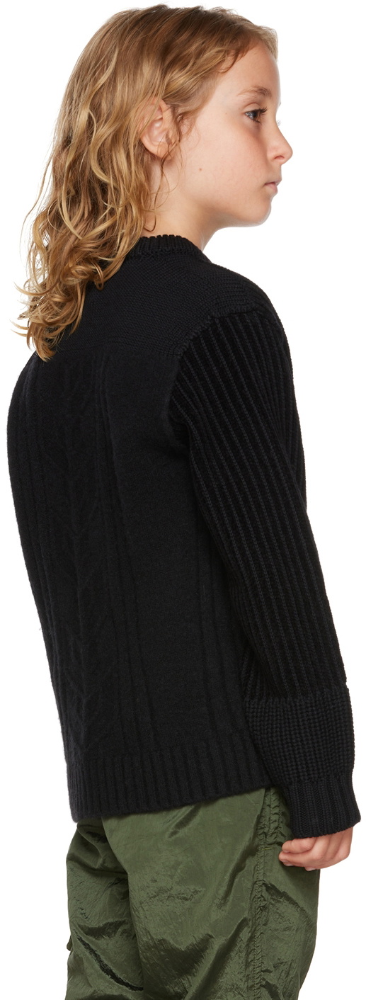 Stone Island Junior Kids Black Wool Sweater