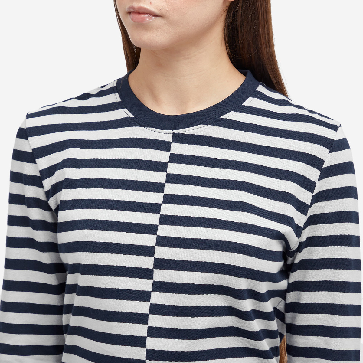 Samsøe Samsøe Women's Saavery Long Sleeve Stripe Top in Turkish Wood Asymm. St.