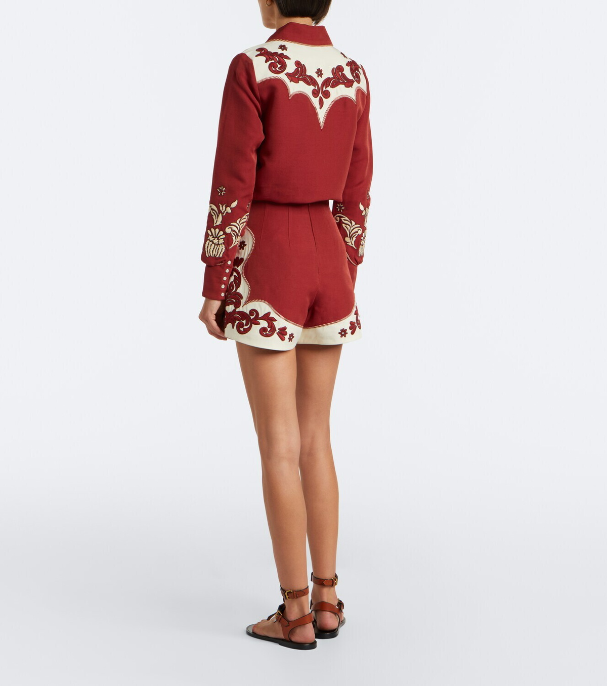 Alémais Duke embroidered wool-blend shorts