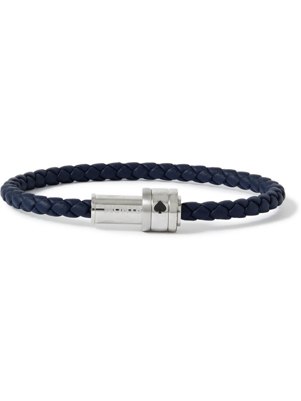 Photo: MONTBLANC - Meisterstück Woven Leather and Stainless Steel Bracelet - Blue