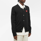 Comme des Garçons Play Men's Invader Heart V-Neck Cardigan in Black