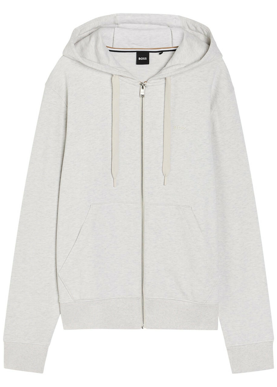 Boss Spence Hooded Cotton Sweatshirt Ecru