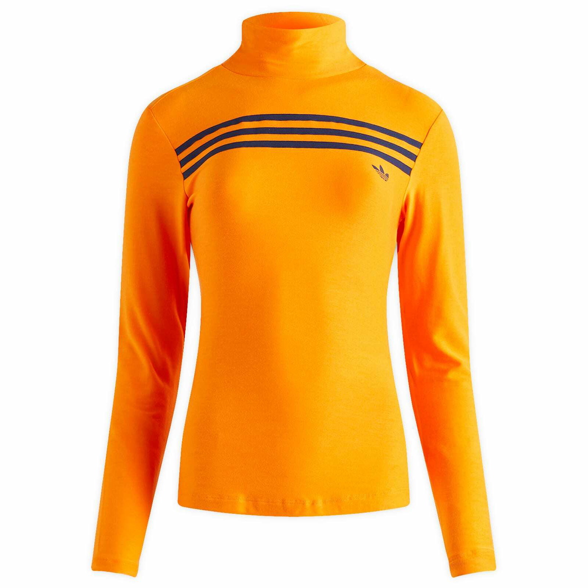 Adidas Women's Long Sleeve 3 Striped T-Shirt in Unity Orange
