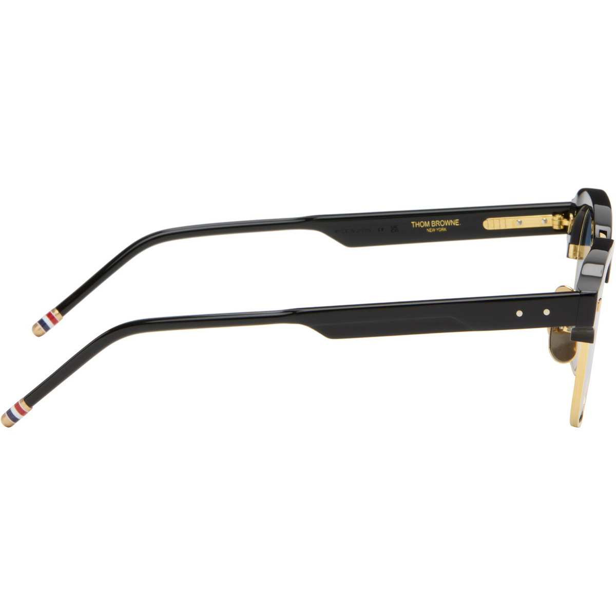 Thom Browne Black Acetate & Titanium Square Sunglasses