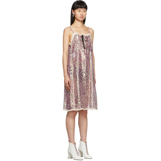 Miu Miu Pink Silk Chiffon Print Dress Miu Miu