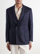 Canali - Kei Double-Breasted Wool and Silk-Blend Blazer - Blue