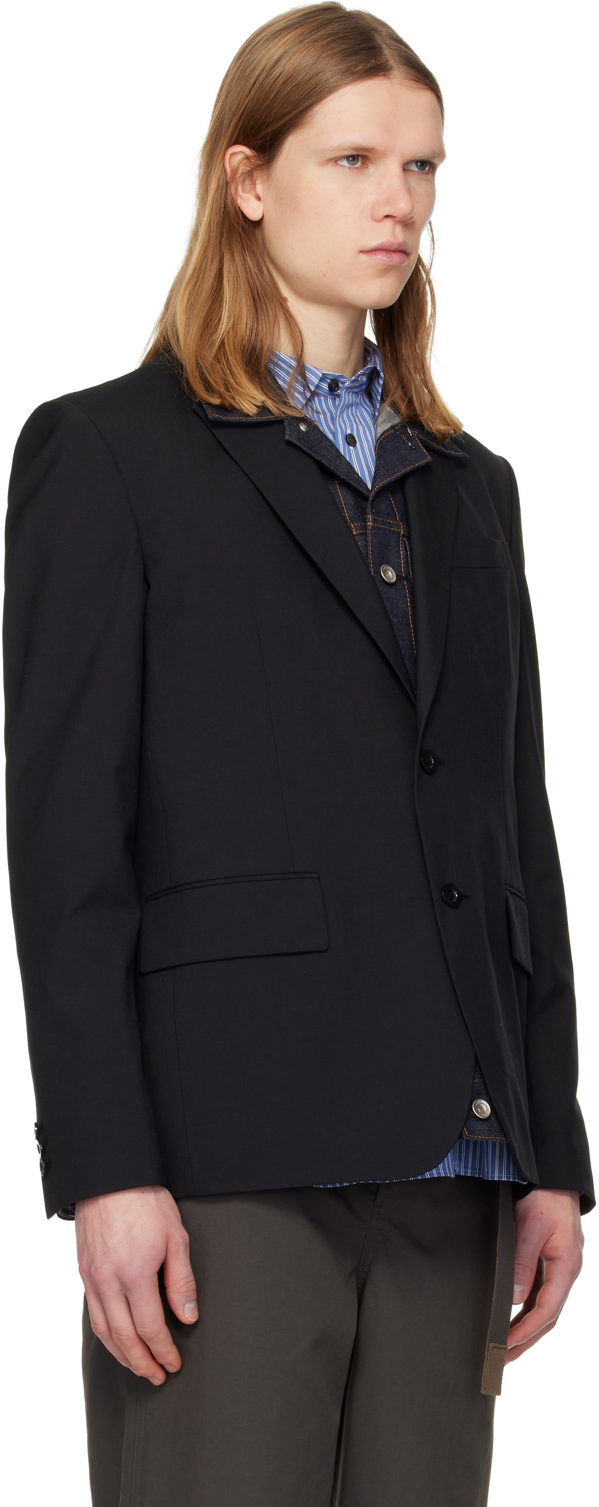 sacai Black Suiting & Denim Blazer