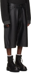 424 Black Big Daddy Leather Shorts