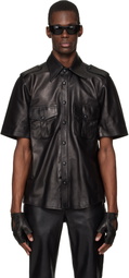 Ernest W. Baker Black Short Sleeve Leather Shirt