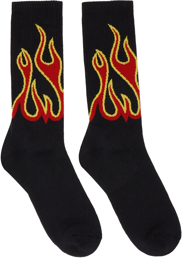 Photo: Palm Angels Black Burning Flames Socks