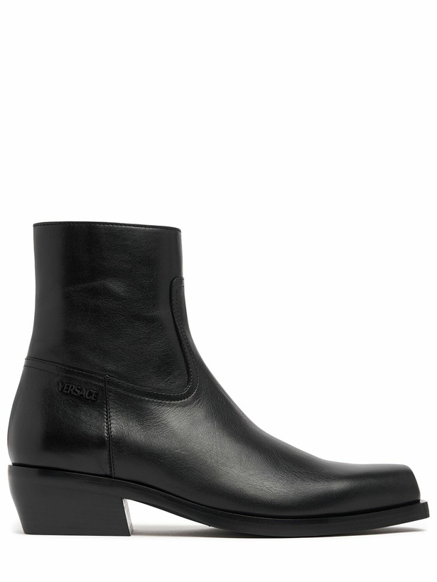 Photo: VERSACE Leather Ankle Boots