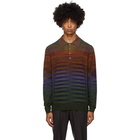 Missoni Green Knit Striped Long Sleeve Polo