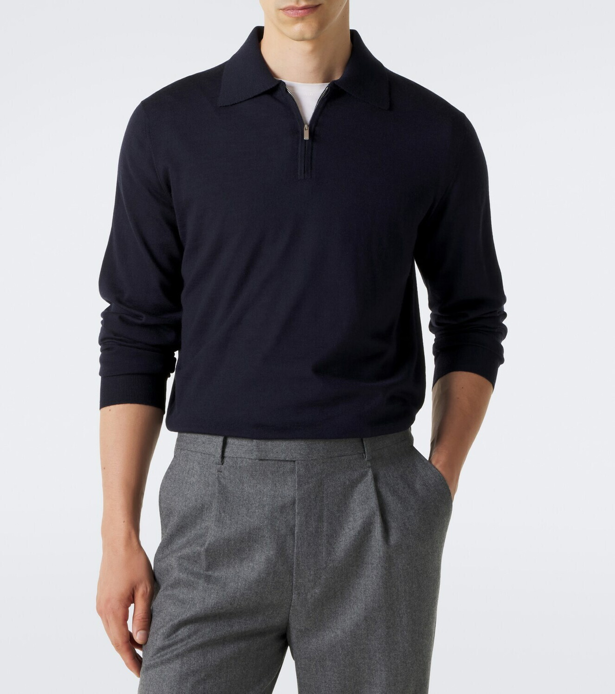 Lardini Wool, silk, and cashmere polo sweater