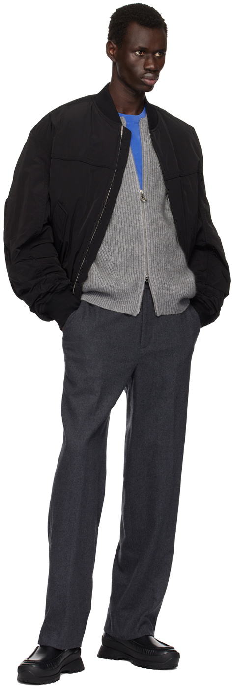 Solid Homme Black Biker Bomber Jacket