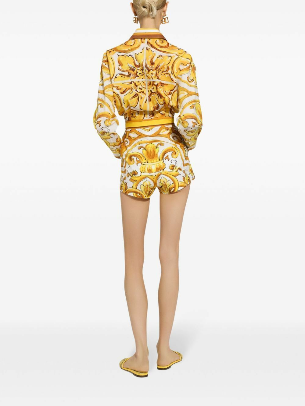 Dolce & Gabbana Majolica-Print Cropped Shirt