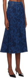 Erdem Indigo Fishtail Denim Midi Skirt