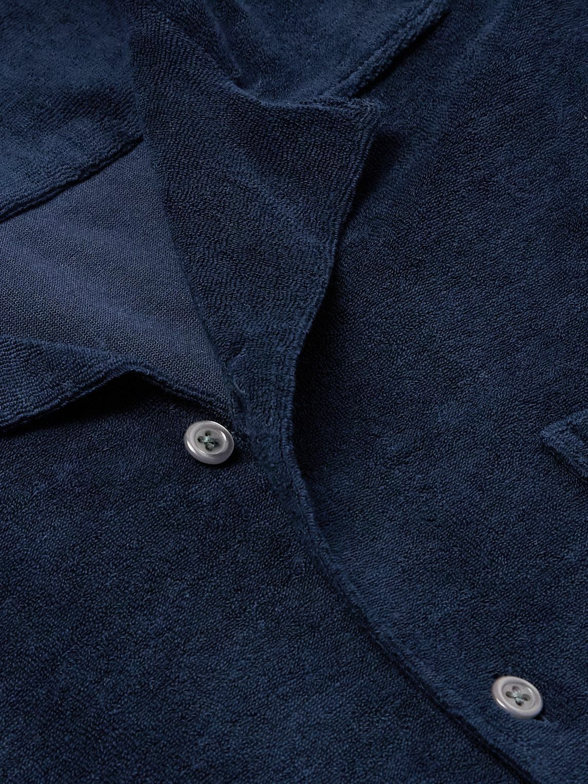 Richard James - Camp-Collar Cotton-Blend Terry Shirt - Blue