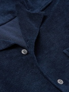 Richard James - Camp-Collar Cotton-Blend Terry Shirt - Blue