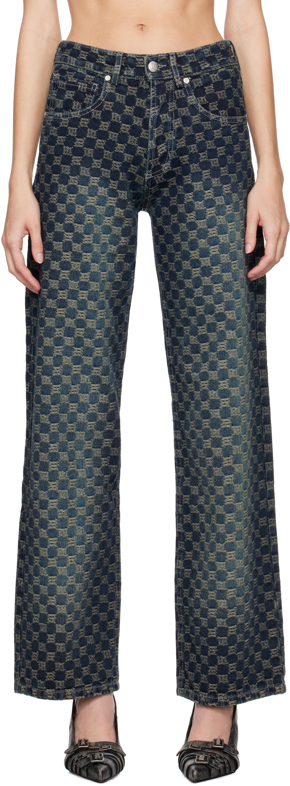 MISBHV Blue Jacquard Monogram Jeans