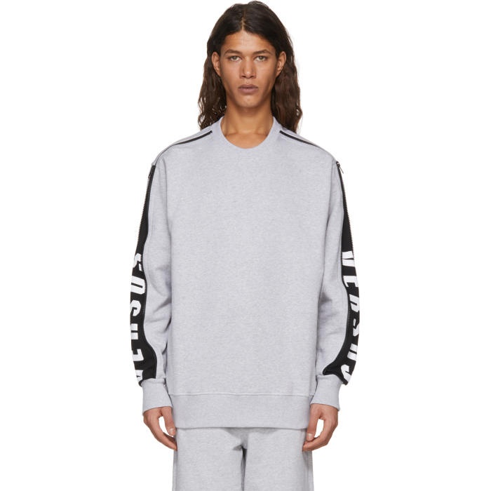 Photo: Versus Grey Zip Logo Sleeve Sweatshirt