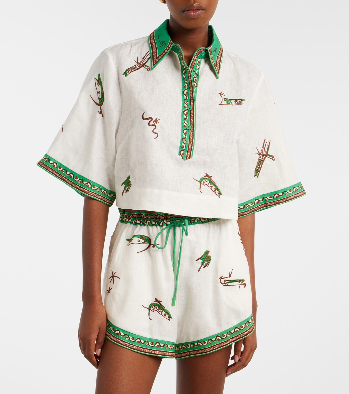 Alémais Wanda embroidered linen shirt