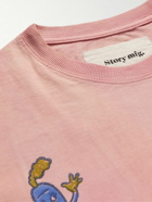 Story Mfg. - Grateful Logo-Embroidered Printed Organic Cotton-Jersey T-Shirt - Pink