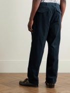 Officine Générale - Hermann Straight-Leg Belted Pleated Cotton-Blend Corduroy Chinos - Blue