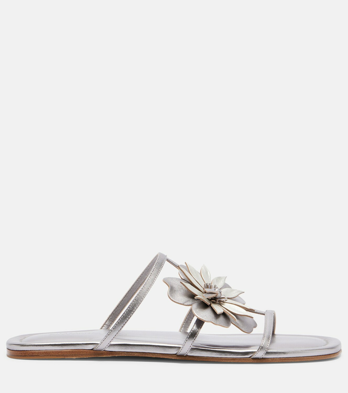 Zimmermann Floral-appliqué metallic leather sandals