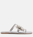 Zimmermann Floral-appliqué metallic leather sandals