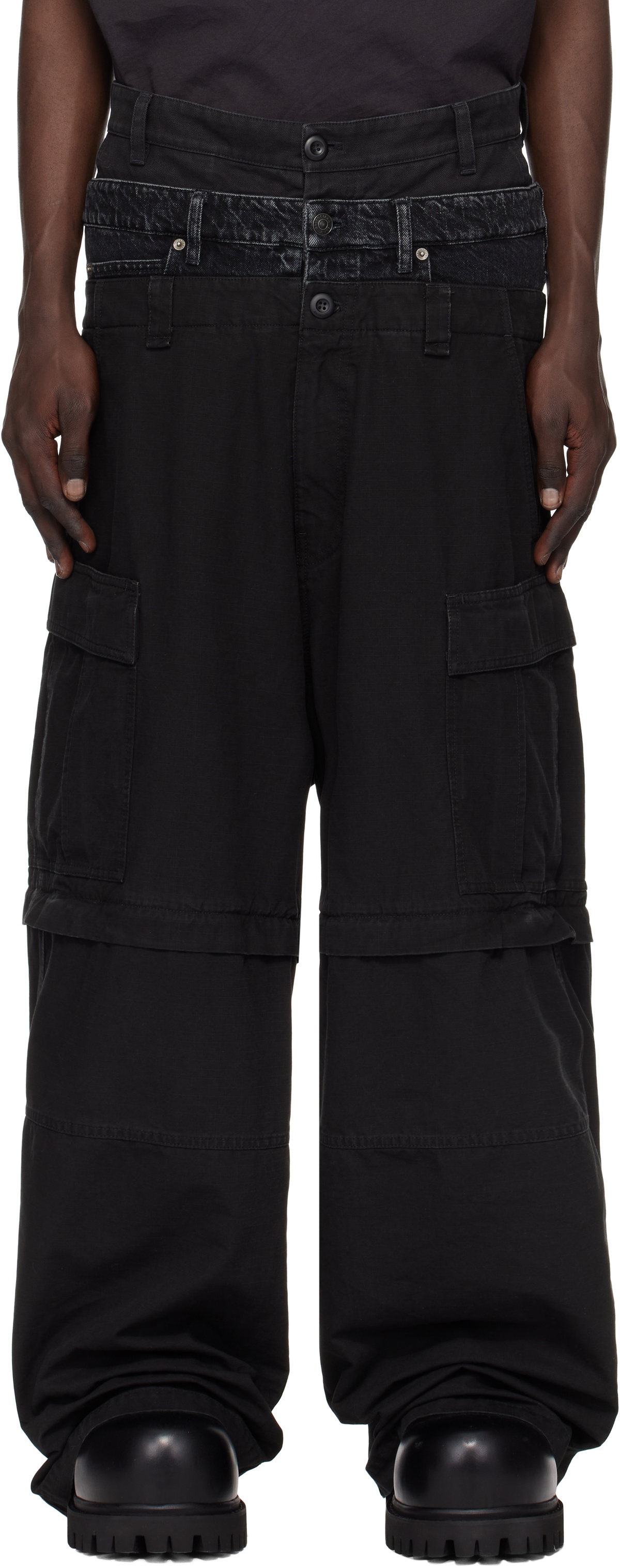 Balenciaga Black Triple Layered Cargo Pants Balenciaga
