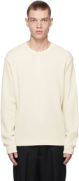 Theory Off-White Waffle Knit Henley
