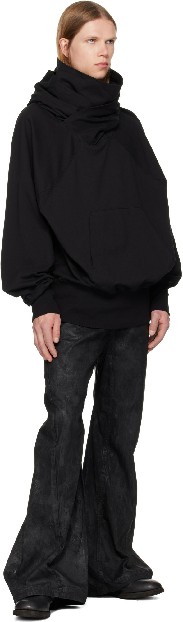 Julius Black W Neck Hoodie