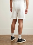 RRR123 - Gymbag Frayed Logo-Print Embroidered Cotton-Jersey Shorts - White