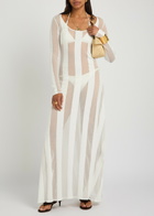 Zeynep Arcay Striped Sheer-knit Gown White