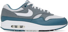 Nike Gray & Blue Air Max 1 Sneakers