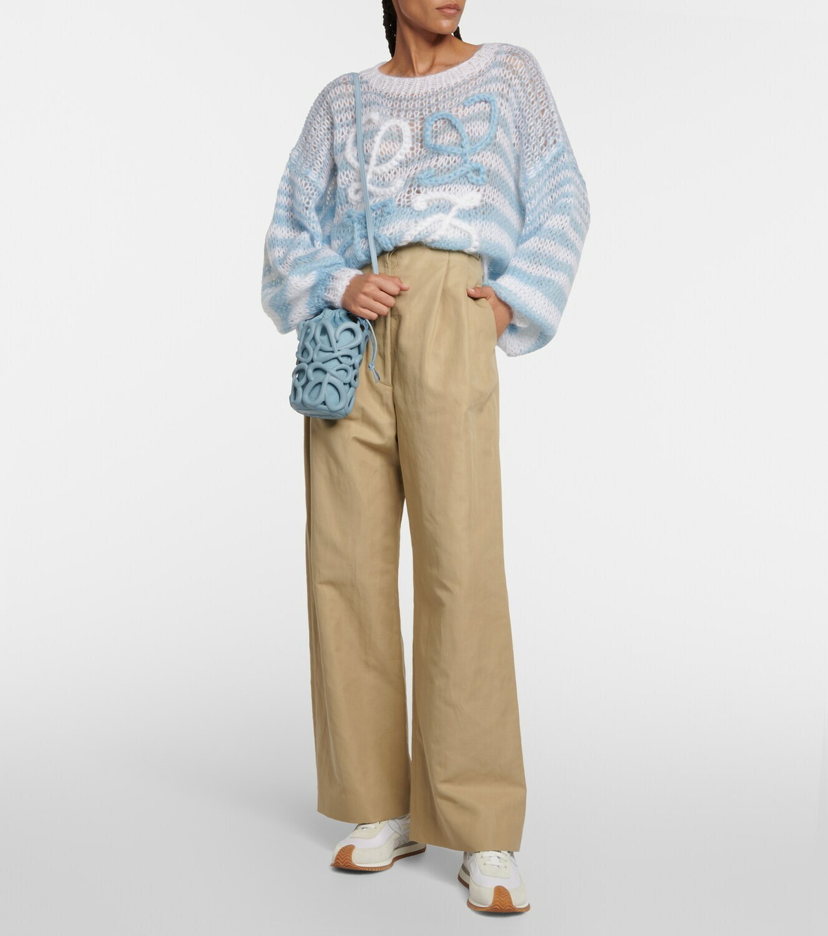 Loewe Anagram striped mohair-blend sweater