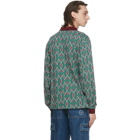 thisisneverthat Green and Burgundy Aztec Long Sleeve Polo